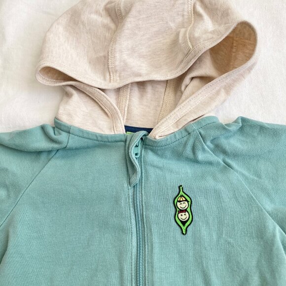💙2/$25 Peekaboo Beans 12-18 Months Baby Toddler Hooded Zip Romper Seafoam Blue - Picture 2 of 4